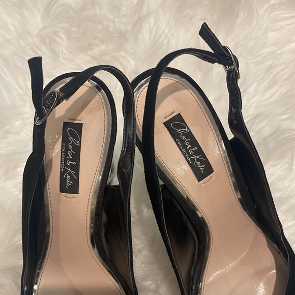 Charles & Keith Collection 39 (8.5) Suede Slingback platforms Crystal bling - Picture 10 of 11